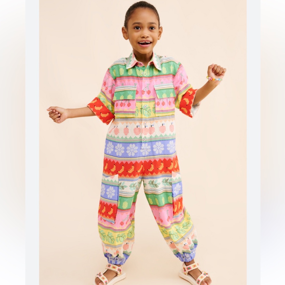 Farm Rio | Linen Sweet Orchard Kids Jumpsuit 10